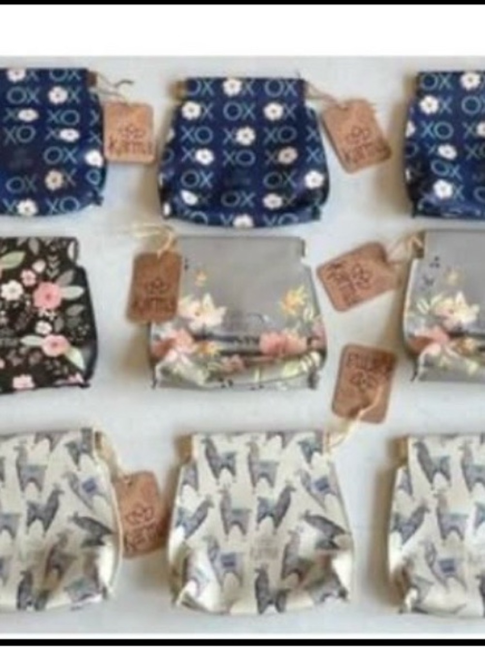 Karma Floral & Patterned Coin Pouch Set - Navy, Black, Gray, Cream